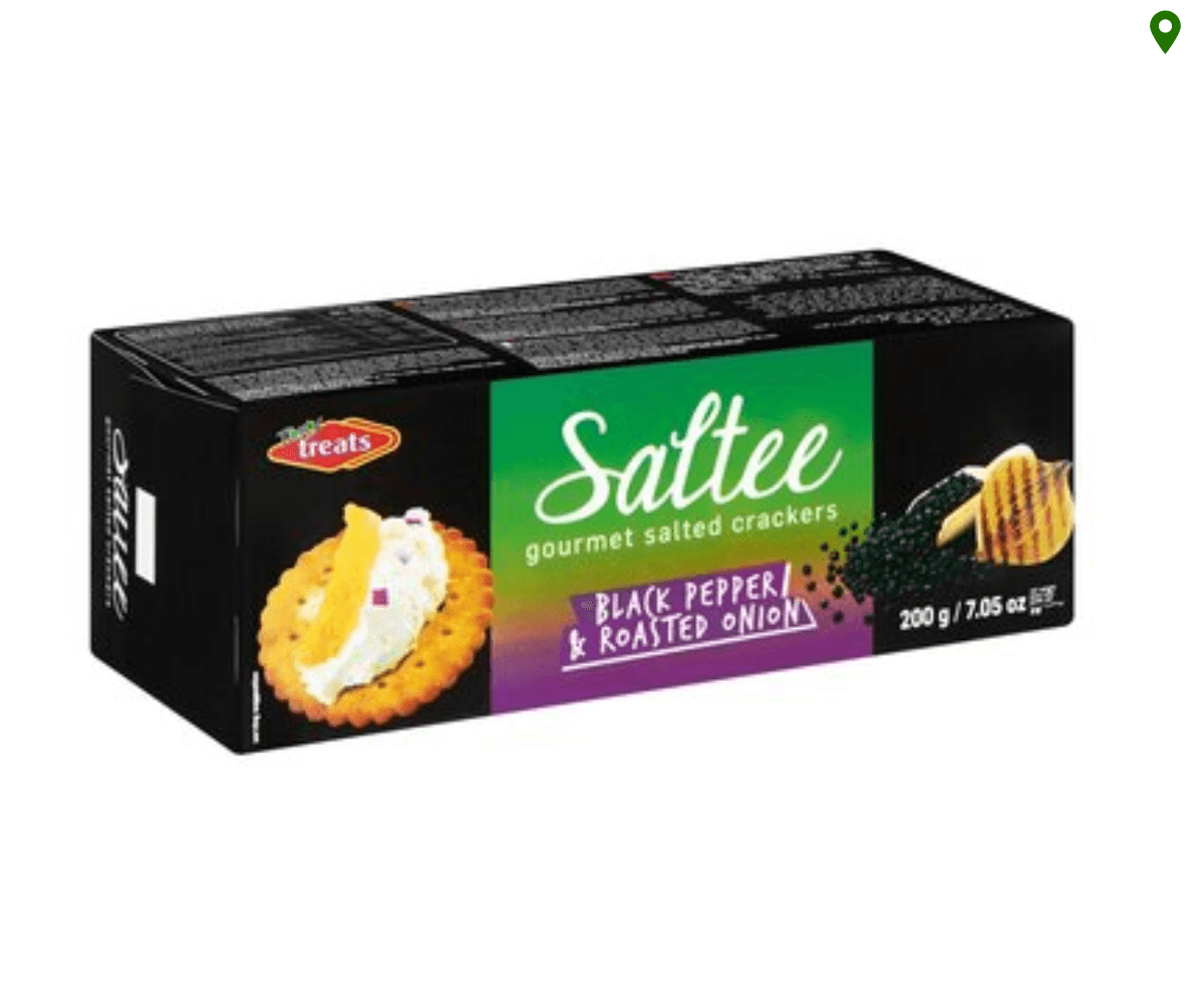 Tasty Treats Black pepper & Roasted Onion Crackers 1 x 200g🍫